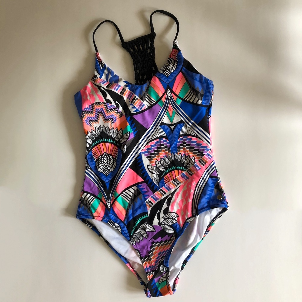 NWOT Multicolored Swimsuit w/ Macrame Racer Back